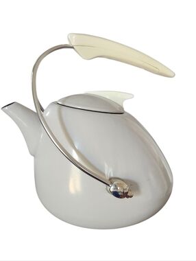 Vintage Noritake Colorwave Gray Enameled Steel MCM Space Age Atomic Tea Kettle